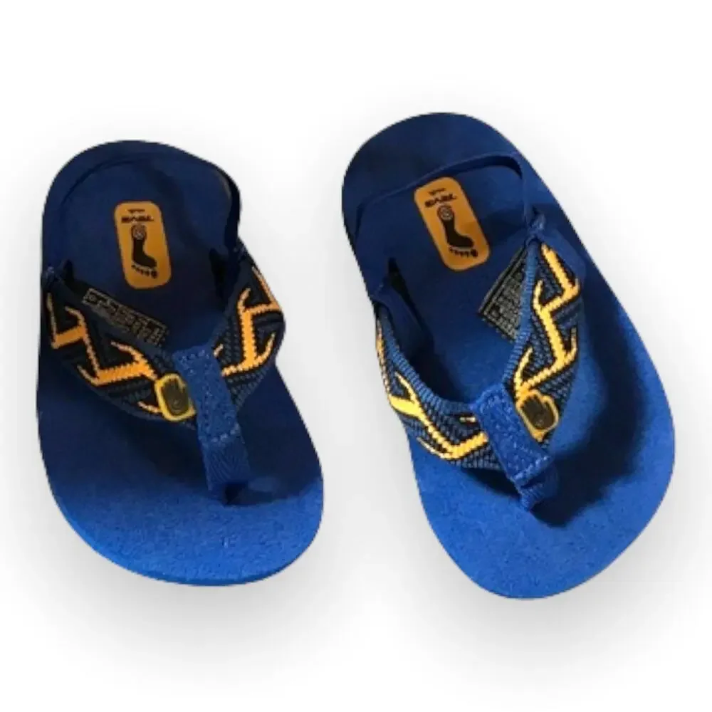 Teva Girls Boys Kids‎ Sandals Size 4 5 Infant Mush Flip Flops Blue Yellow Thong